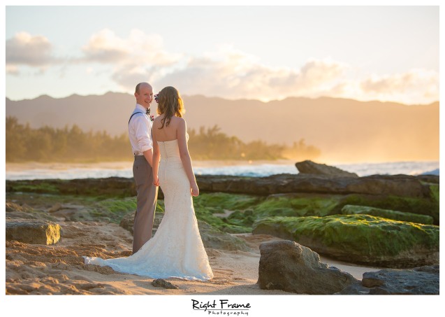 Sunset Beach Wedding Papailoa Beach on North Shore Oahu Hawaii